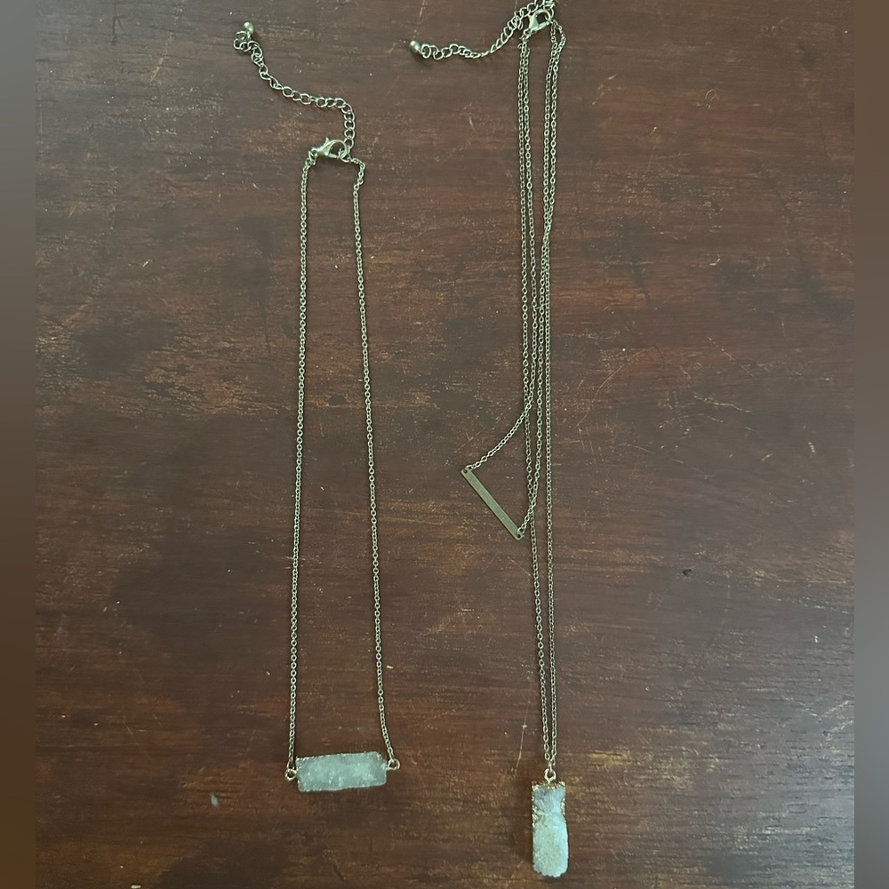 Raw cut crystal necklaces